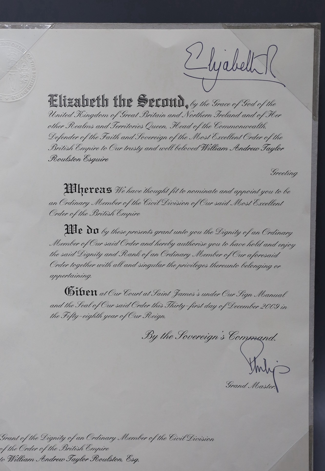 An MBE paper certificate and instructions